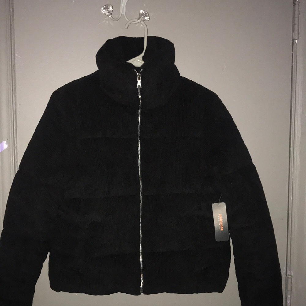 Black suede puffer jacket